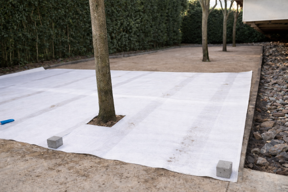 Stap 6 gronddoek plaatsen